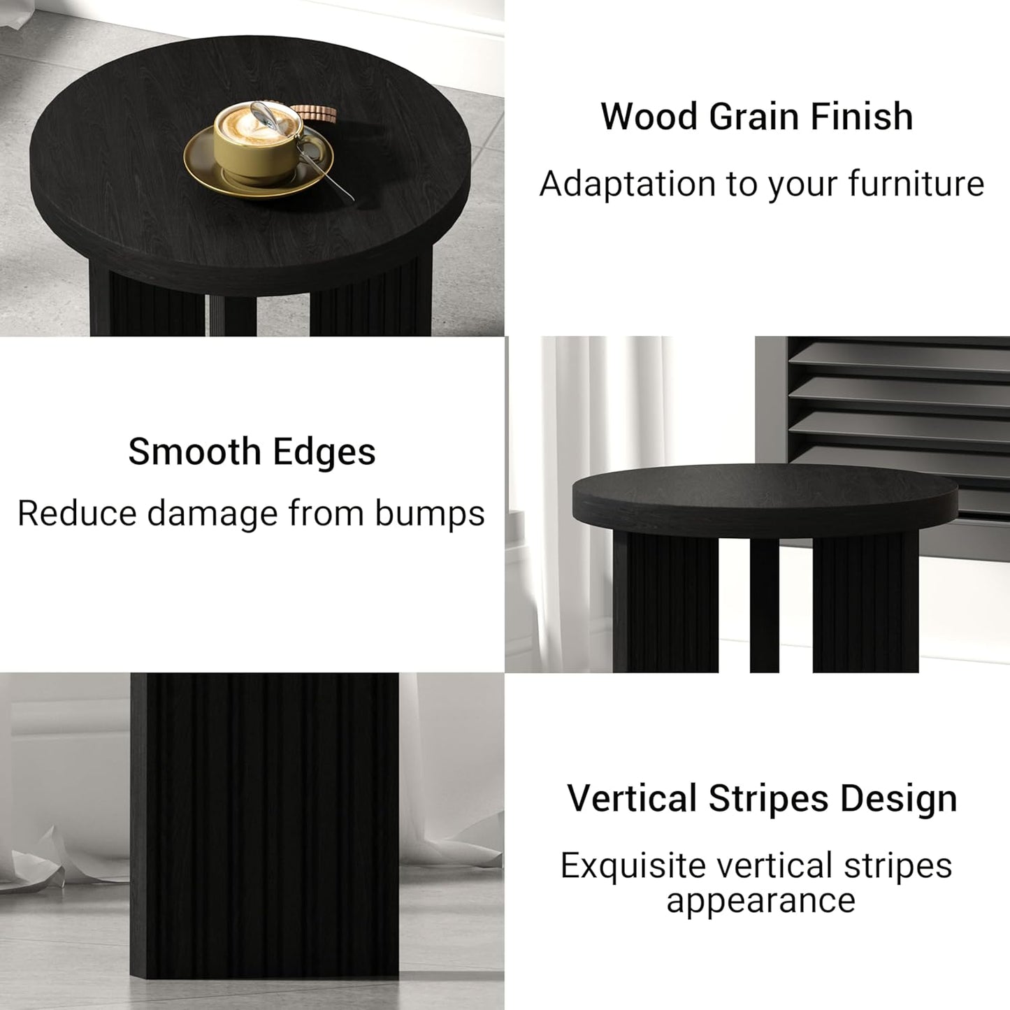 Nesting Coffee Table Set of 2, Modern Wooden Coffee Table with Smooth Thick Design, Circle Tea