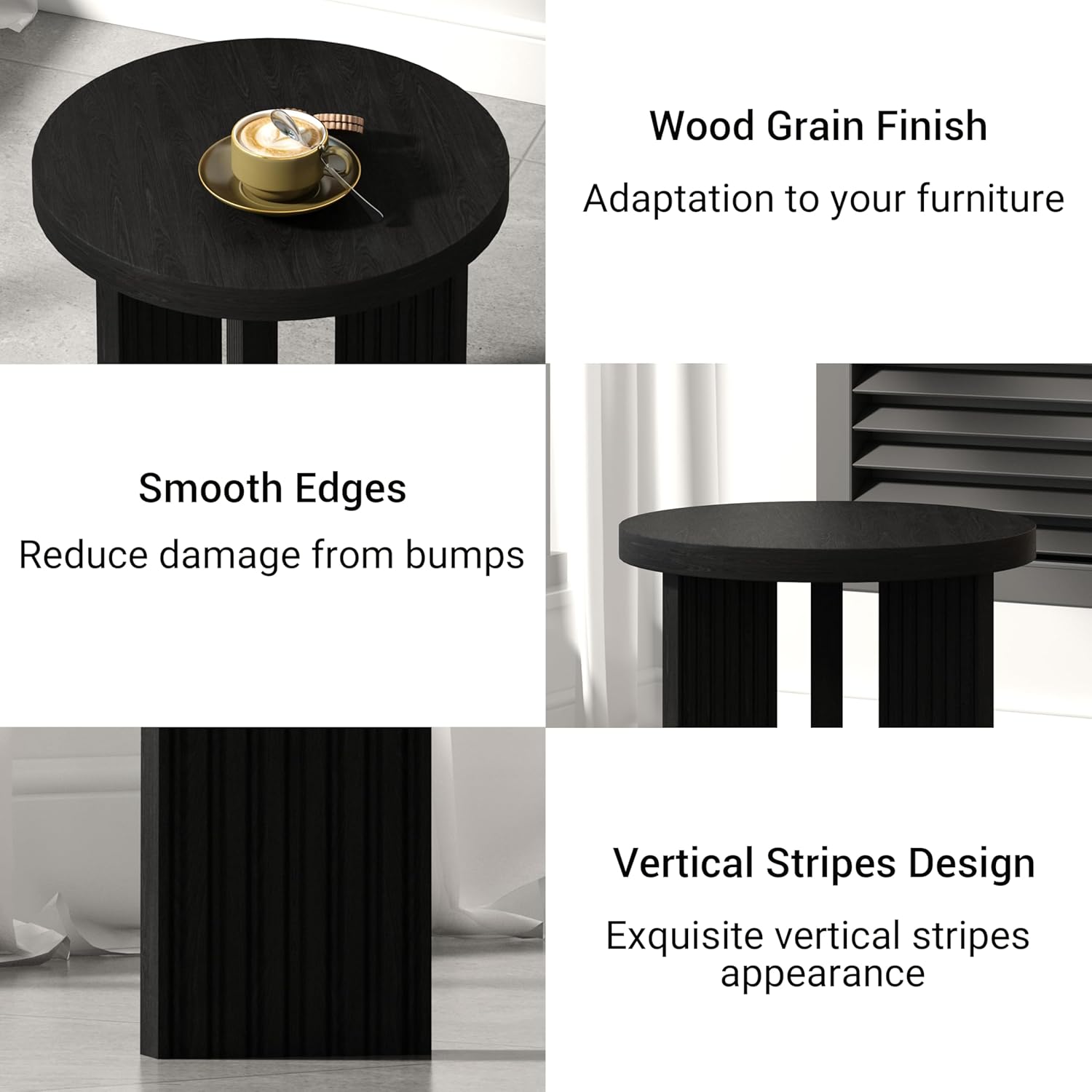Nesting Coffee Table Set of 2, Modern Wooden Coffee Table with Smooth Thick Design, Circle Tea