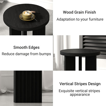 Nesting Coffee Table Set of 2, Modern Wooden Coffee Table with Smooth Thick Design, Circle Tea