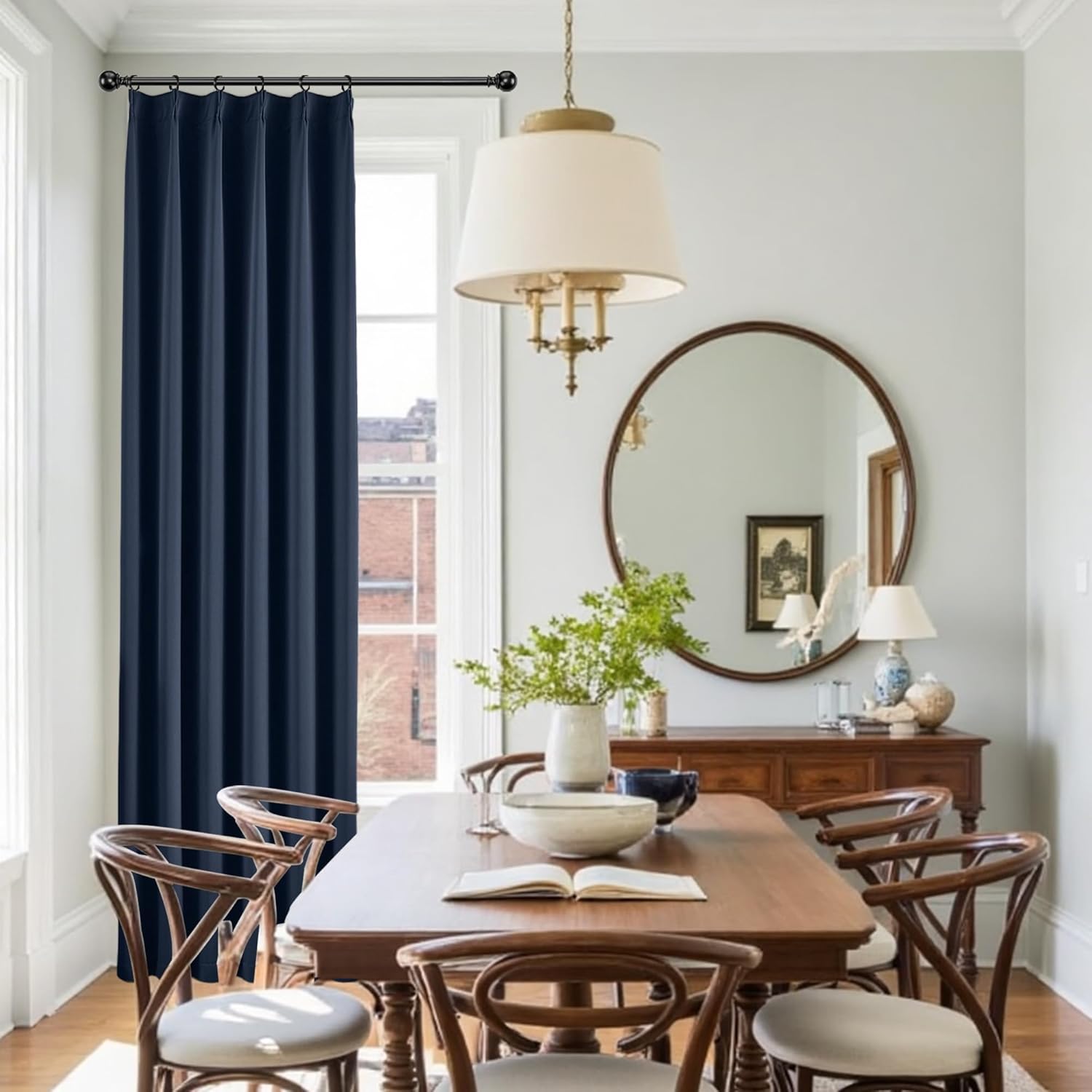 KangBang Navy Blue Blackout Curtains 84 Inch Length 2 Panels Set-Pinch Pleated Energy Saving Drapes