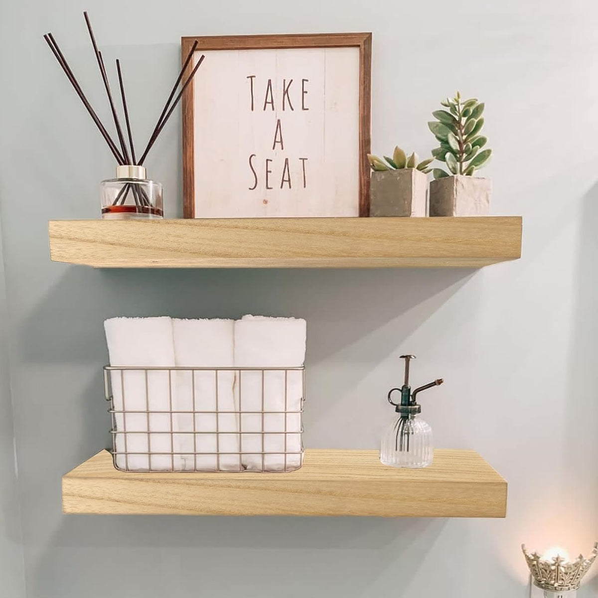 IAE Floating Wall Shelves 16 inch,Bathroom Shelves Wall Mounted,Invisible Shelves Floating Kitchen