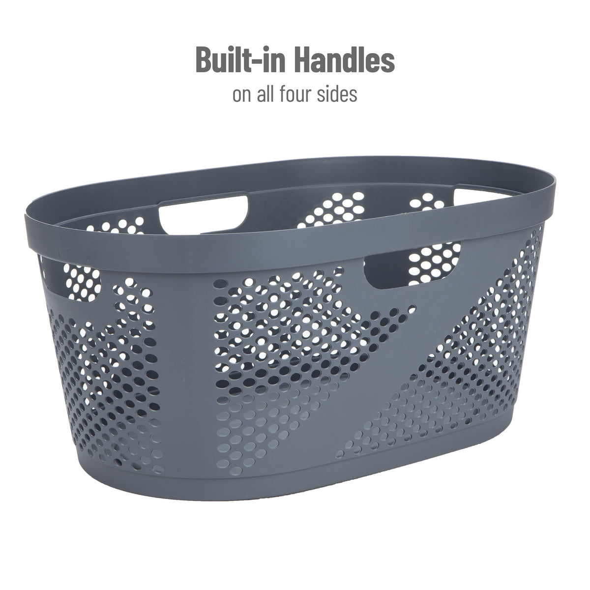 Mind Reader 40L Laundry Basket, Clothes Hamper, Premium Wicker Design, Plastic, Gray