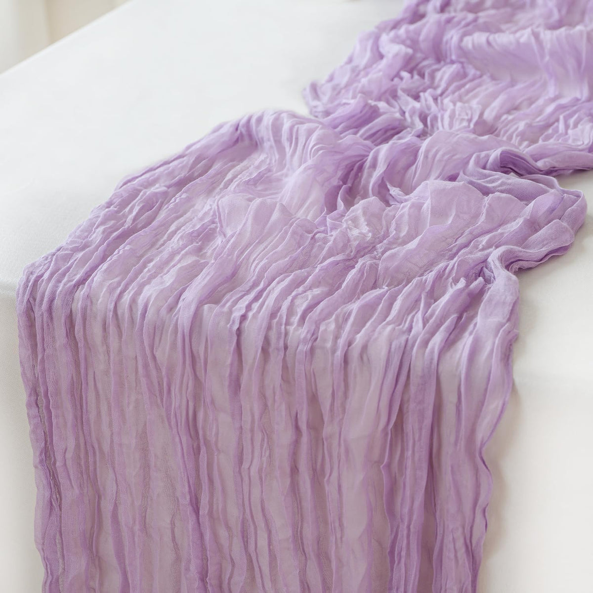 Sioloc 1 Pack Lilac Purple Lavender Cheesecloth Table Runner Fall Autumn Decor for Home 10ft Table