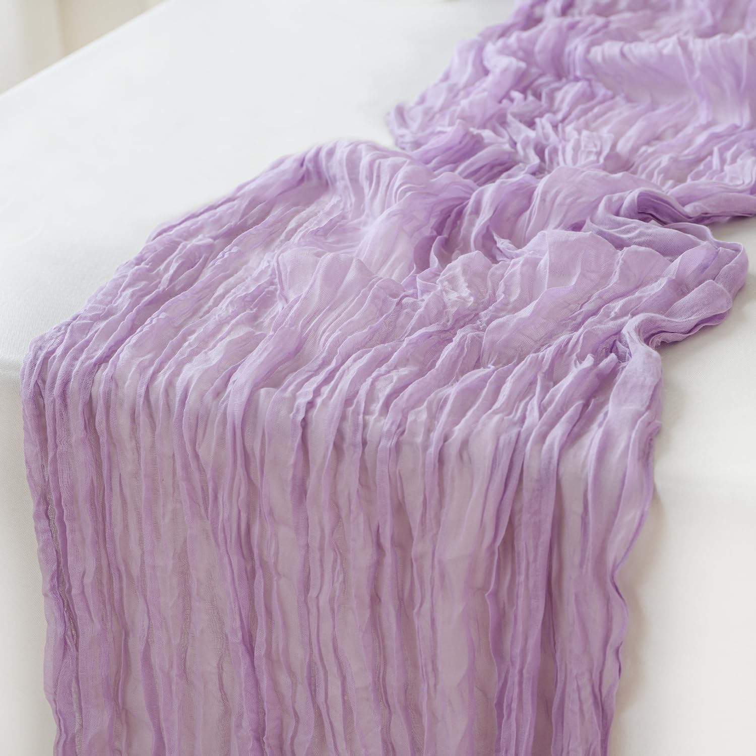 Sioloc 1 Pack Lilac Purple Lavender Cheesecloth Table Runner Fall Autumn Decor for Home 10ft Table
