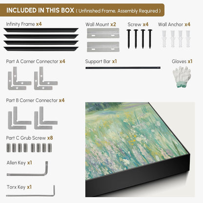 SIGNWIN 24"x46" Extra Large Framed Wall Art Wildflower Meadow Landscape Soft Pastel Nature