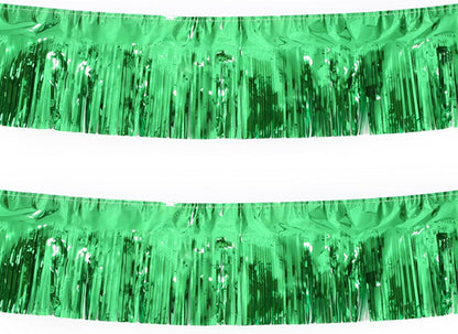 Green Foil Fringe Garland 10FT 2packs, Metallic Foil Tinsel Fringe Banners for Parade Float
