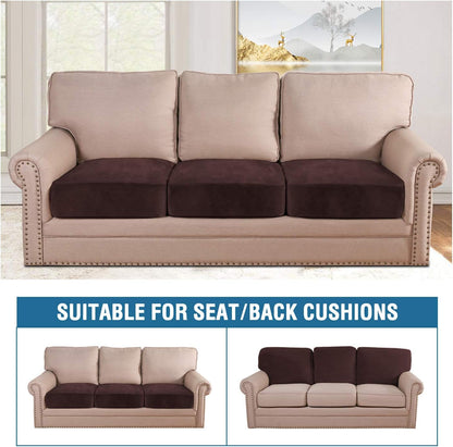 H.VERSAILTEX Velvet Stretch Couch Cushion Cover Plush Cushion Slipcover for Chair Loveseat Sofa