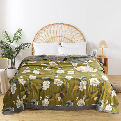 Boho Throw Blanket for Bed - 100% Pure Cotton Ultra Soft Rustic Quilt - Farmhouse Decor Bed