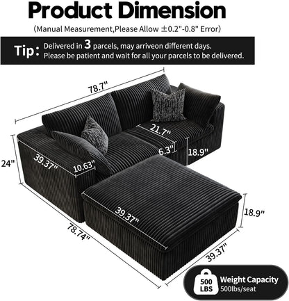LoveSeat Cloud Couch Modular Sectional Sofa for Living Room,Modern Sofa with Deep Seat，2 Seater