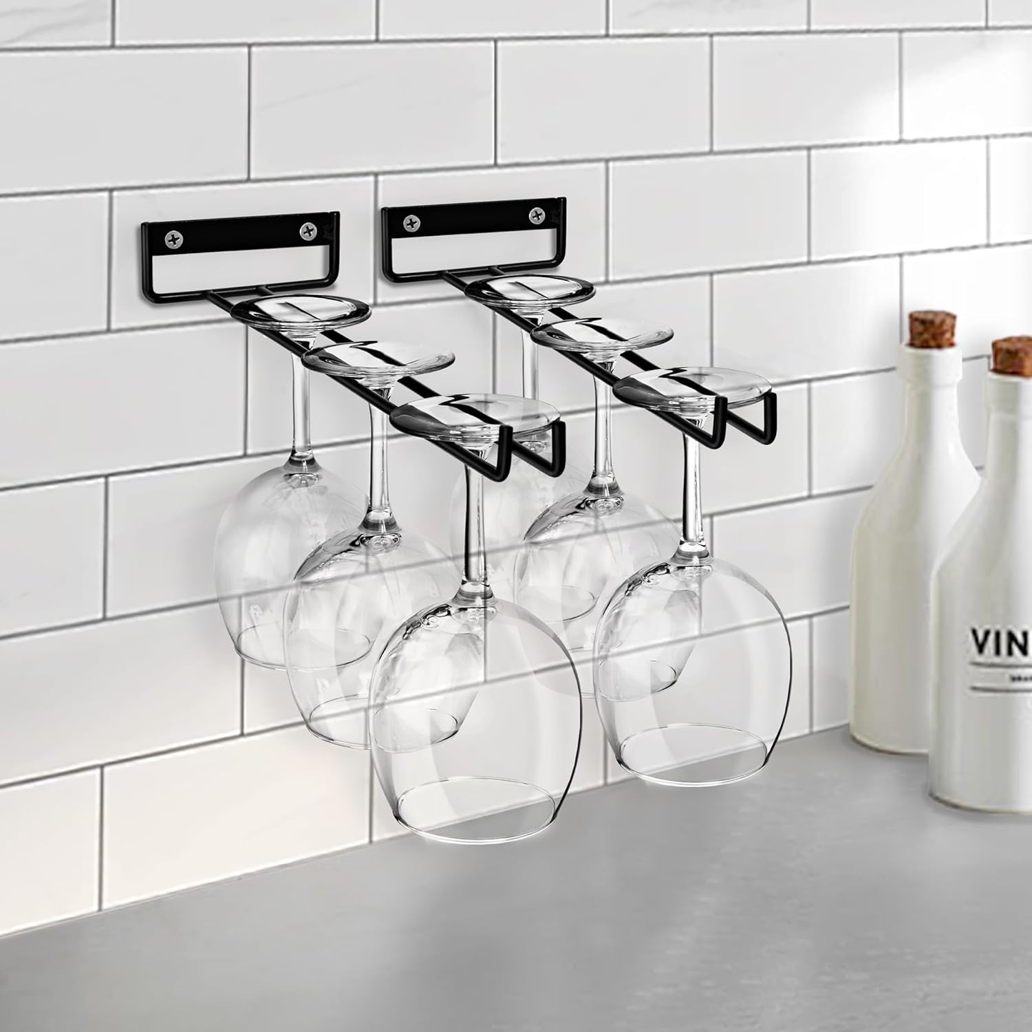 Sorbus Wine Glass Holder - 12 Inch Wall Mounted Wine Glass Rack for Under Cabinet Organization and