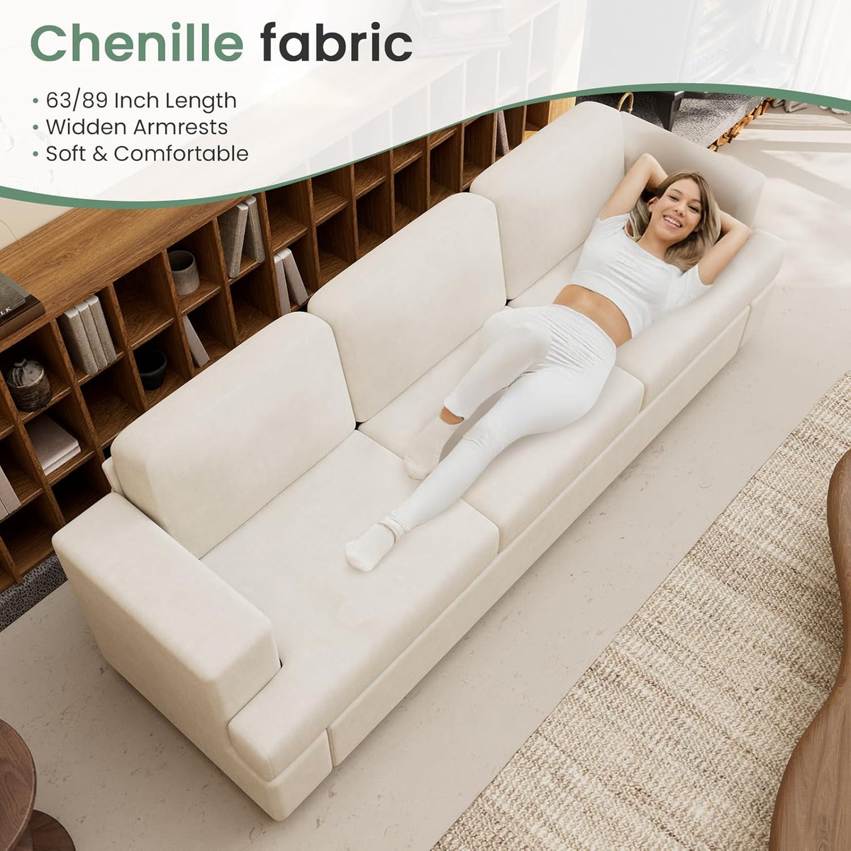 Sofa, 2 Piece Set Comfy Couch, 3 Seater & Loveseat Sofa with Deep Seats, Modern Sleeper Couch for