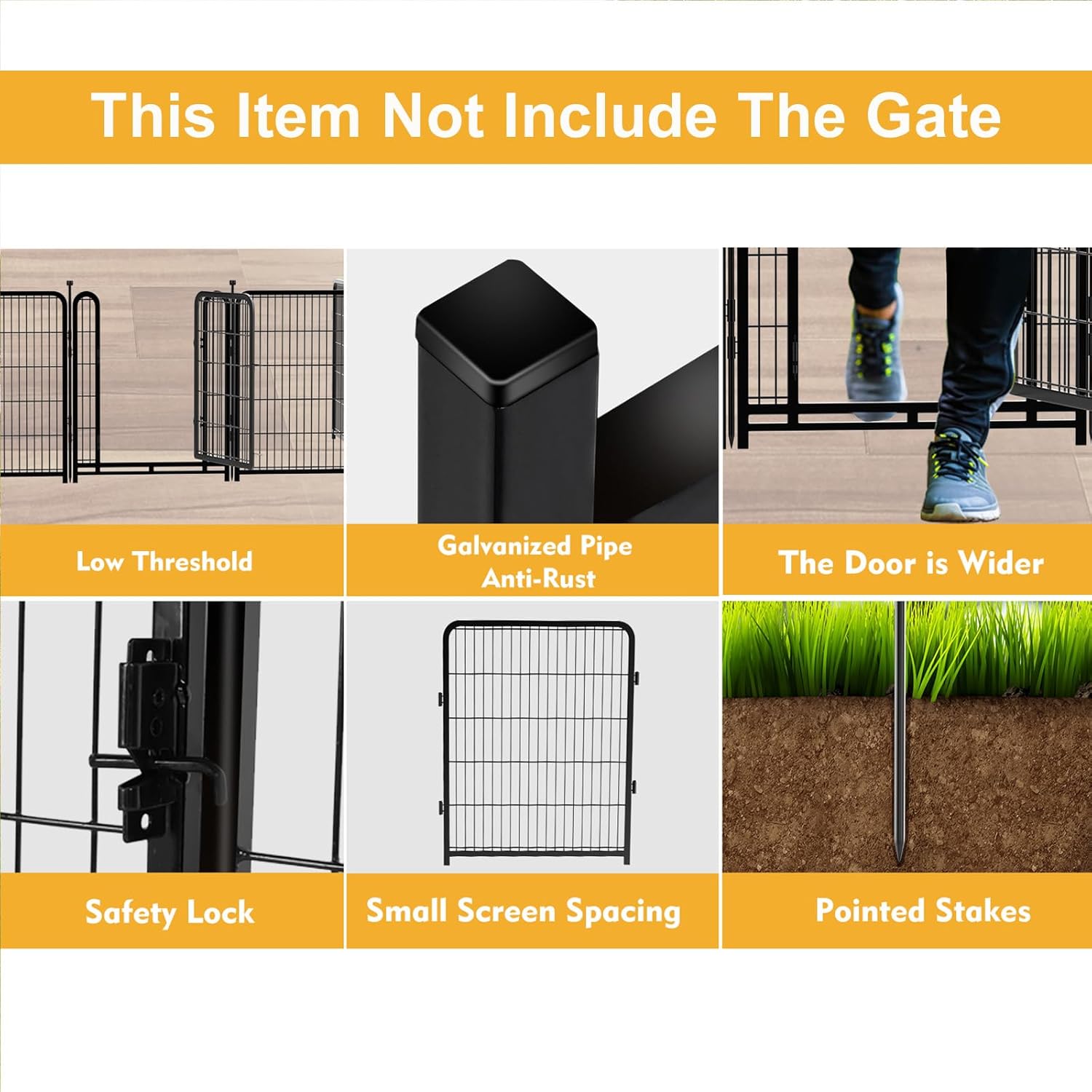 Doorless Dog Playpen 56inch 10 Panels, Dog Fence Outdoor for Yard, Garden Fence for Medium/Large