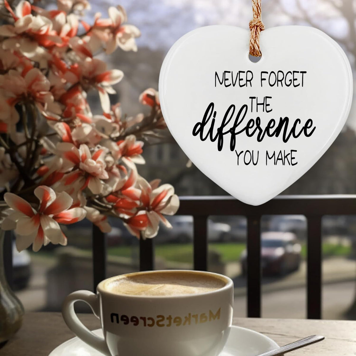 Thank You Gifts for Women Men - Never Forget The Difference You Make Ceramic Ornament Keepsake