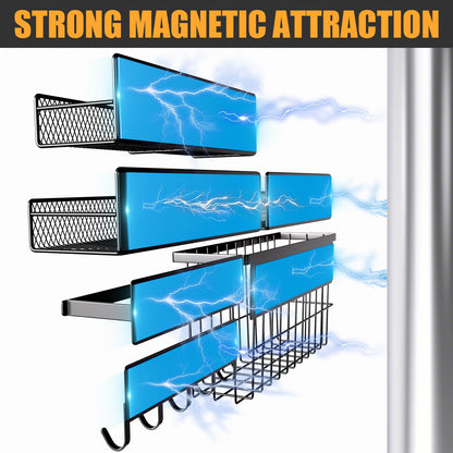 6 Pack Magnetic Shelves for Washing Machine, Magnetic Spice Rack Organizer for Refrigerator