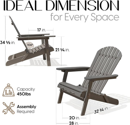 Idzo Outdoor Adirondack Chair Set of 2, Pre-Assembled Backrest, Patio Furniture Set, Outdoor