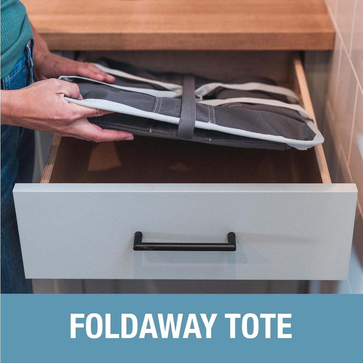 CleverMade Collapsible Laundry Tote - LUXE Navy Noir Cream 2Pack 50L - Foldable Storage