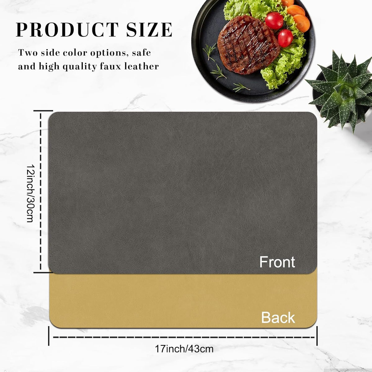 BLESWIN Faux Leather Placemats, PU Dining Table, Waterproof and Oil Resistant Easy to Clean, Heat