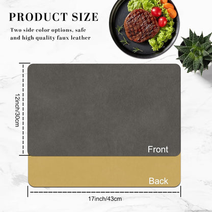 BLESWIN Faux Leather Placemats, PU Dining Table, Waterproof and Oil Resistant Easy to Clean, Heat