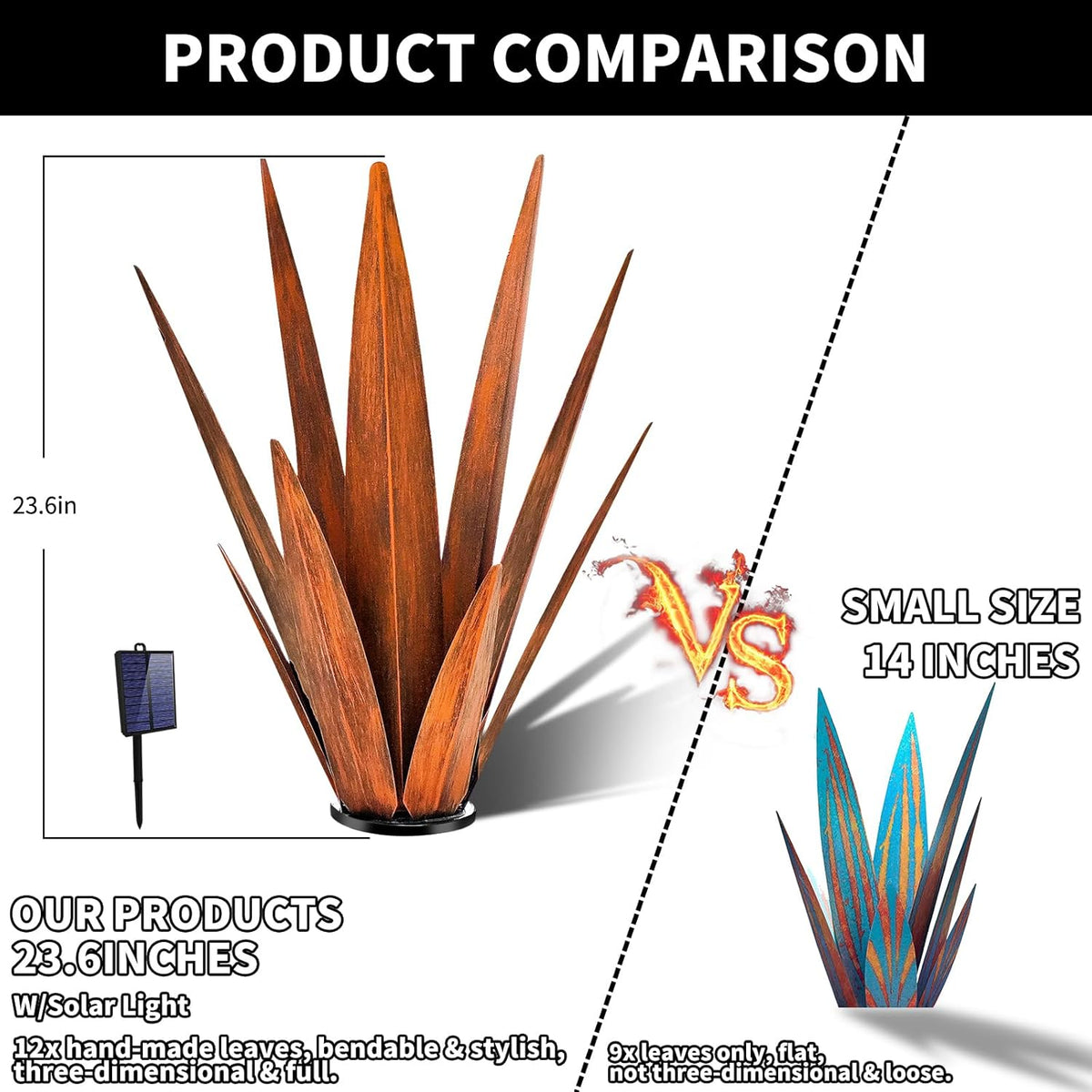 Large Tequila Rustic Sculpture, Rustic Metal Agave Plants for Outdoor, Metal Agave Garden Yard