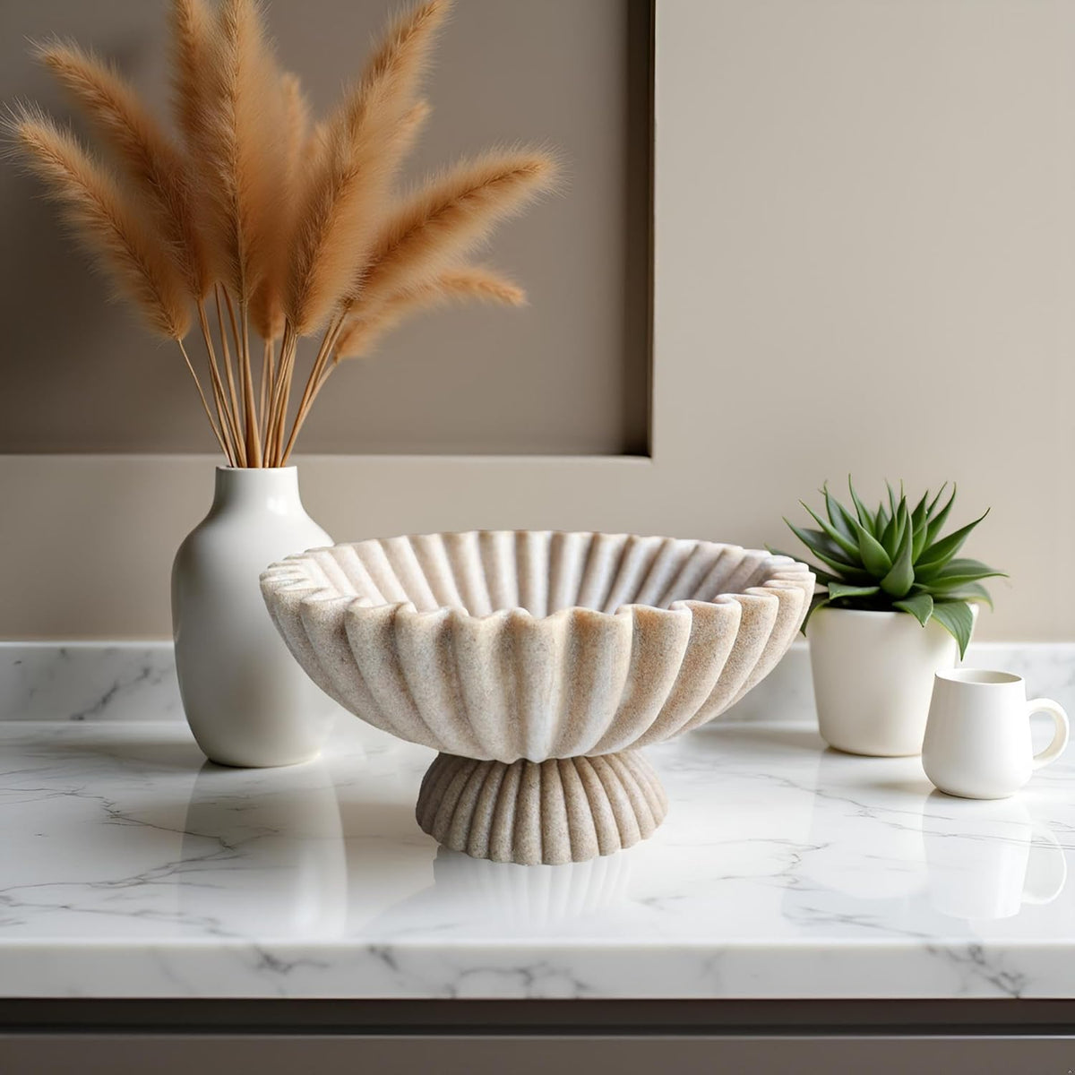 10" Large Decorative Bowl decor, Scalloped Bowls for Modern Home Decor,Ruffle Decor,Stylish Key