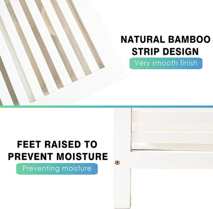 SMIBUY Double Laundry Hamper with Lid, 120L Bamboo Laundry Basket with Removable Liner Bag