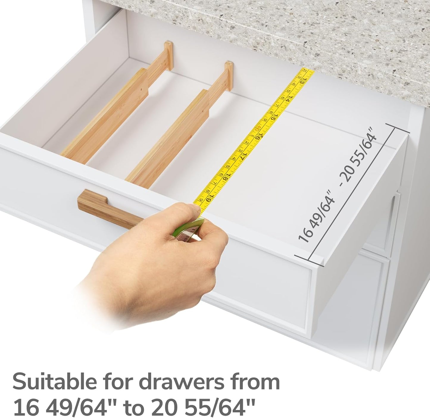 BAMEOS Drawer Dividers kitchen Organization Bamboo Utensil Organizers for Kitchen Bedroom Bathroom