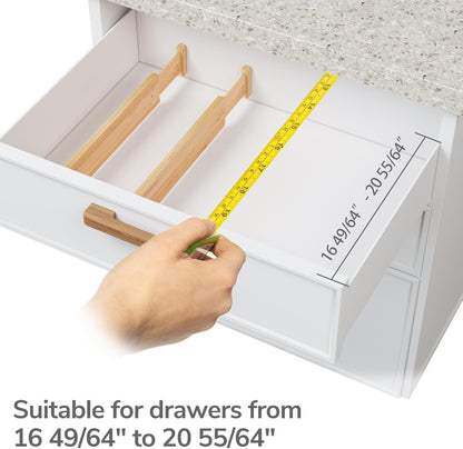 BAMEOS Drawer Dividers kitchen Organization Bamboo Utensil Organizers for Kitchen Bedroom Bathroom