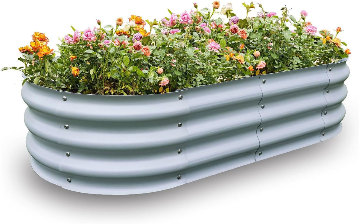 Gardmax Galvanized Raised Garden Bed, Lightweight Planter Boxes Outdoor with Easy Assembly, Large