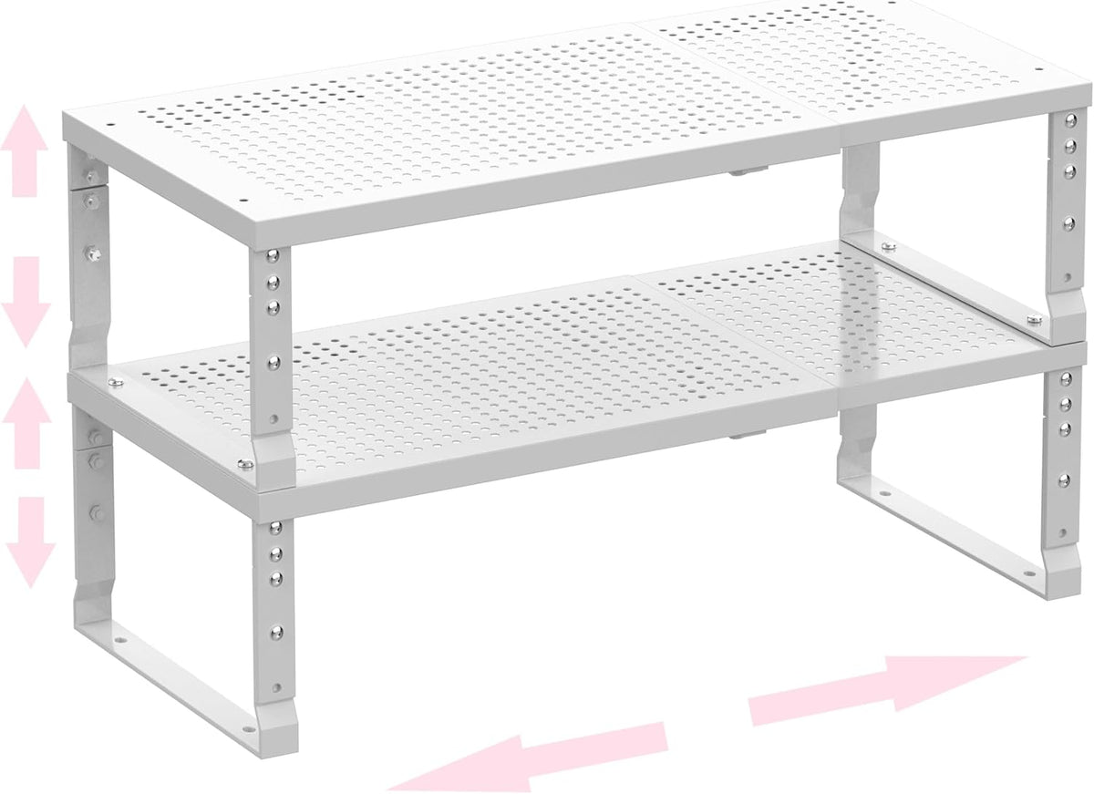 Metal Stackable Expandable Storage Shelf - Multi-Functional Home Storage Shelf, Suitable for