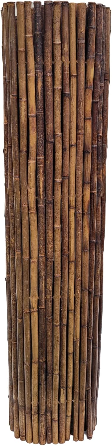 Backyard X-Scapes Bamboo Fencing 6 Feet High Outdoor Decorative Rolled Fence Panel, Caramel Brown 6