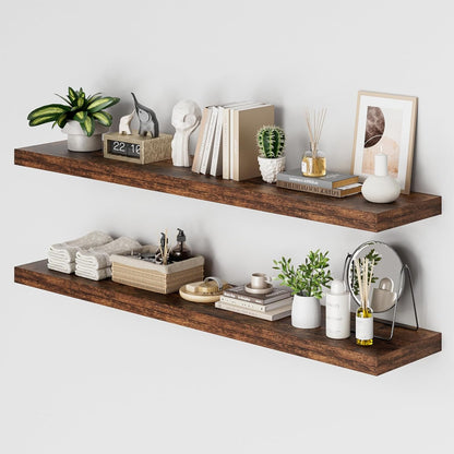Heimlove 12 Inch Deep Floating Shelves, 55 x 12 inch Extra Long Floating Shelves for Wall, Large
