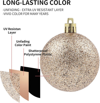 LANGXUN 36pcs Champagne Gold Christmas Tree Decorations Balls, Bolas De Navidad, 2025 Christmas