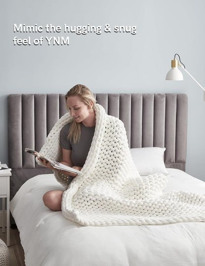 YnM Chunky Throw Blanket, Medium-Weight, Hand Knitted, Skin Friendly, Ventilated and Breathable