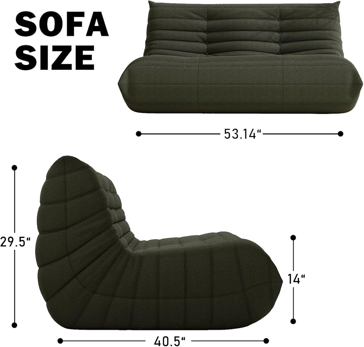 Bean Bag Chair, Loveseat Fireside Chair Bean Bag Sofa Large Bean Bag Chair for Adults, 2 Seater