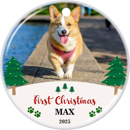 Personalized Christmas Ornament 2025 Custom Pet Memorial Gifts Photo Ornament Dog Cat First