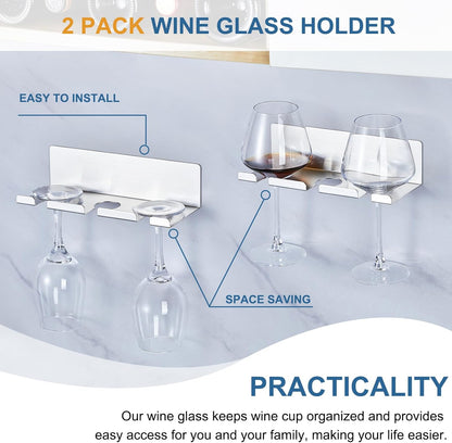 Wine Glass Holder Wine Glass Drying Rack Stainless Steel Hanging Stemware Rack Wall Mounted