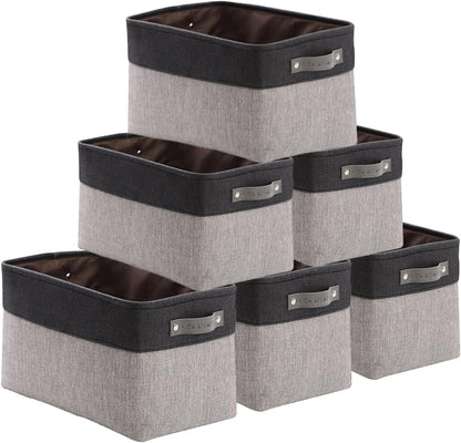 DECOMOMO Small Storage Basket, Closet Storage Bins, Baskets for Organizing Shelves (Grey & Black