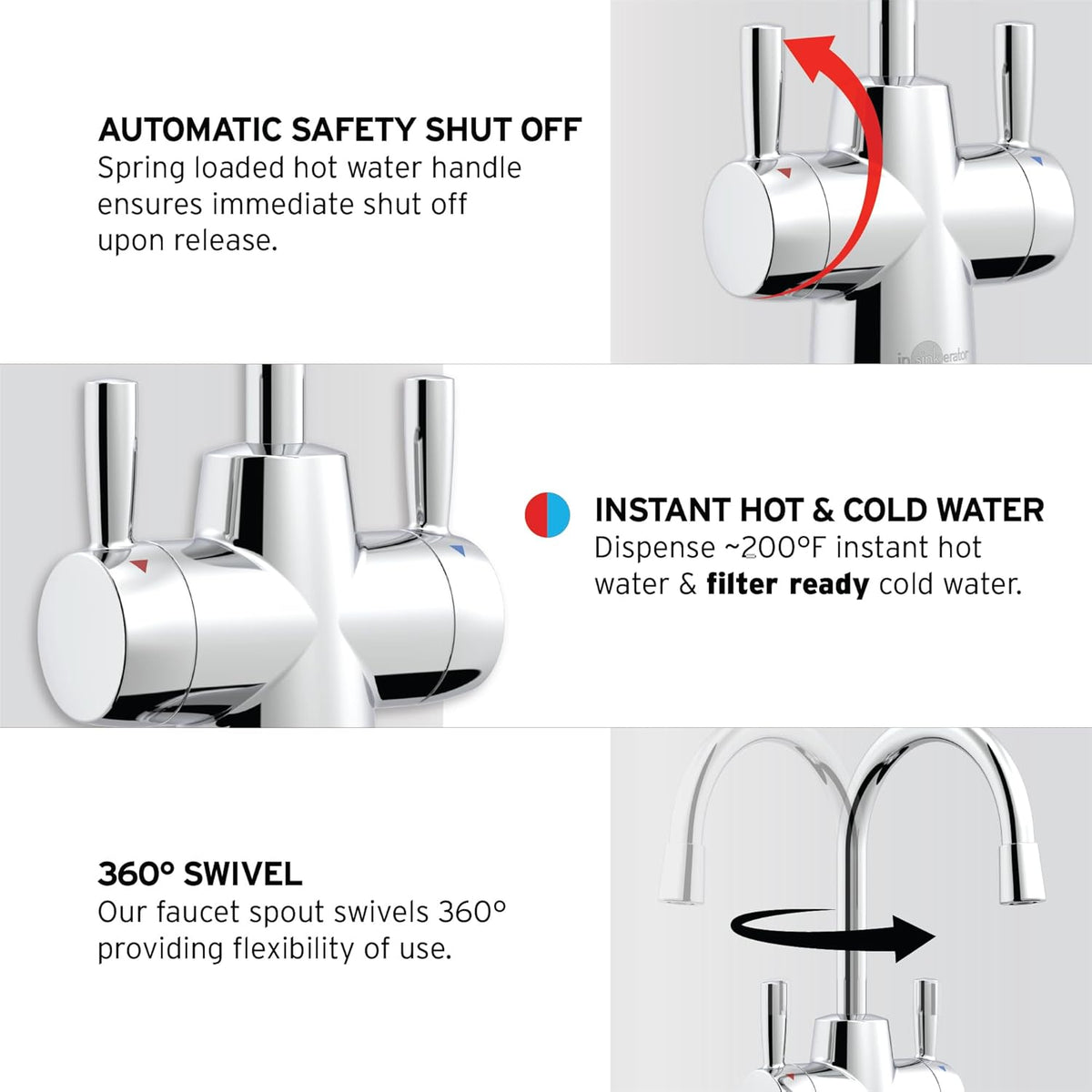 InSinkErator Stainless Steel Tank, HC250C-SS HOT250 System, 2-Handle Drinking Faucet in Chrome with