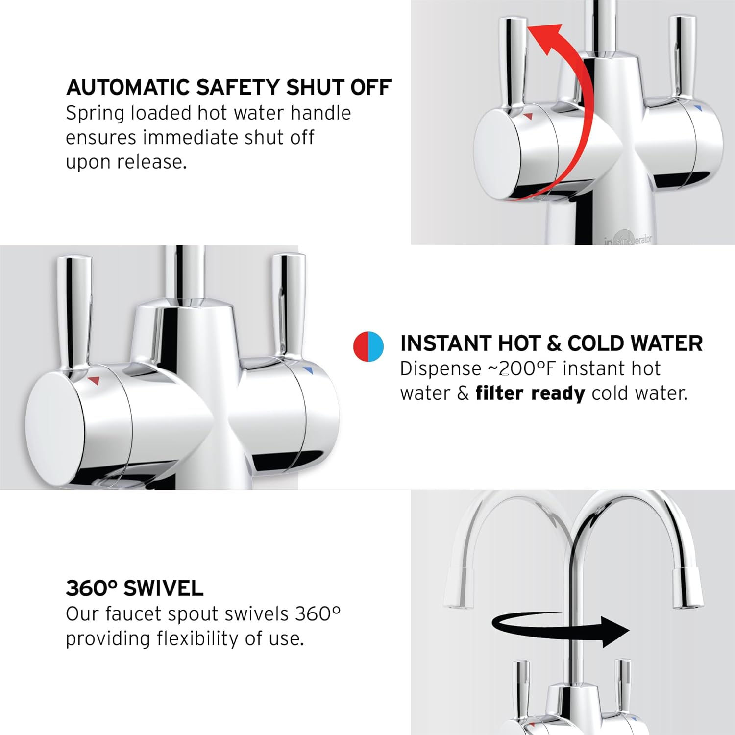 InSinkErator Stainless Steel Tank, HC250C-SS HOT250 System, 2-Handle Drinking Faucet in Chrome with