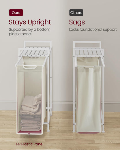 VASAGLE Laundry Hamper, Laundry Basket, Laundry Sorter with a Pull-Out and Removable Bag, Shelf