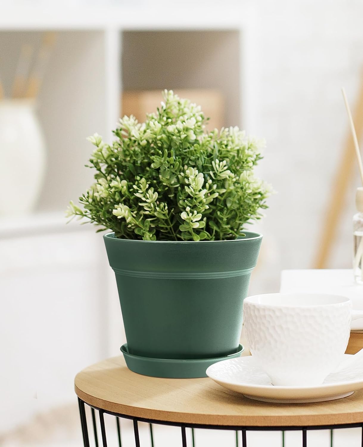 homenote Plant Pots,15 Pack 6 inch Flower Pots with Multiple Drainage Holes and Saucers,Plastic