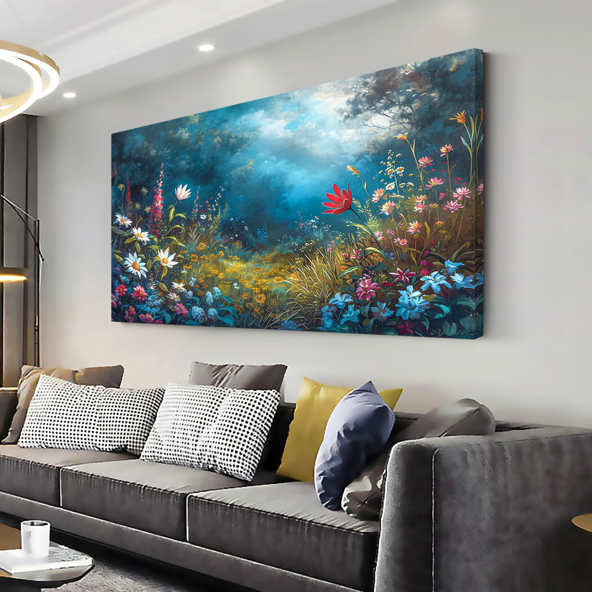 LASMOND Beautiful Colorful Grassland in Forest Landscape Wall Art Decor Artwork for Bedroom (30x60