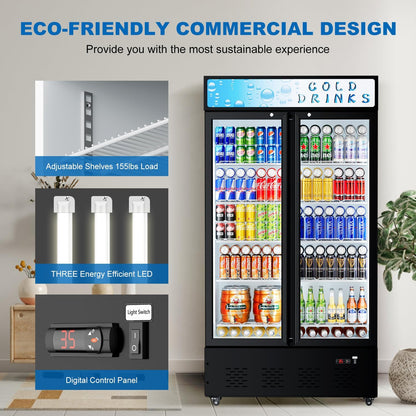30 Cu.ft. Commercial Beverage Refrigerators Glass Door Refrigerator Upright Display Cooler with