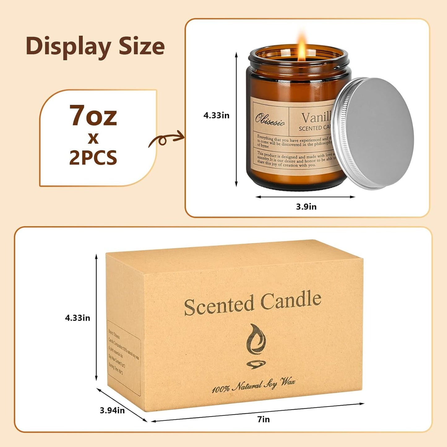 Candles 2 Pack, Candles for Home Scented, Aromatherapy Candle Gift Set for Women Soy Wax Long