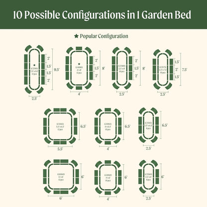 Vego garden 32" Extra Tall Raised Garden Bed Kits, 10 in 1 Modular Raised Planter Box for