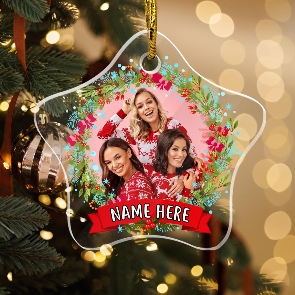 Personalized Christmas Ornaments, Crystal Custom Hanging Ornaments, Decorative Photo Hanging Glass