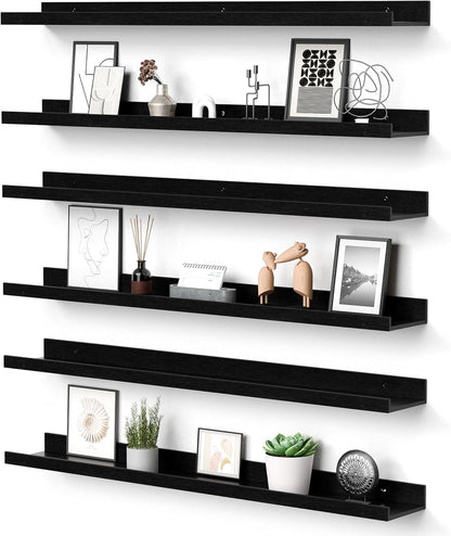 upsimples Floating Shelves for Wall, Wall Shelves for Decor Storage Set of 6, Wall Mounted Wood