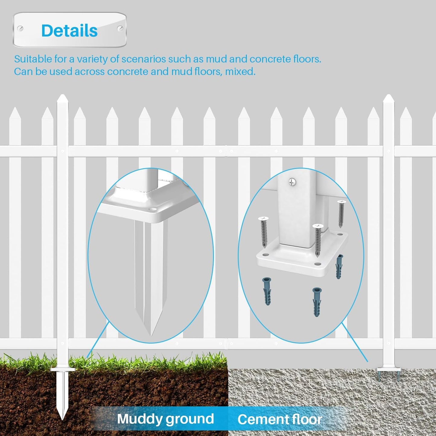 Patio 9 Sets Vinyl Picket Fence Panels 36" H x 84" W White PVC Decorative Fence for Front Yard