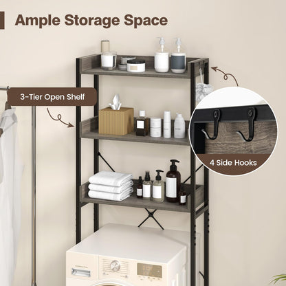 Giantex Over The Toilet Storage Shelf, 3-Tier Freestanding Space Saver Above Toilet with 4 Hooks