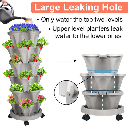 Vertical Planter 6 Tier Stackable Planters Garden Planters Strawberry Herb Flower and Vegetable
